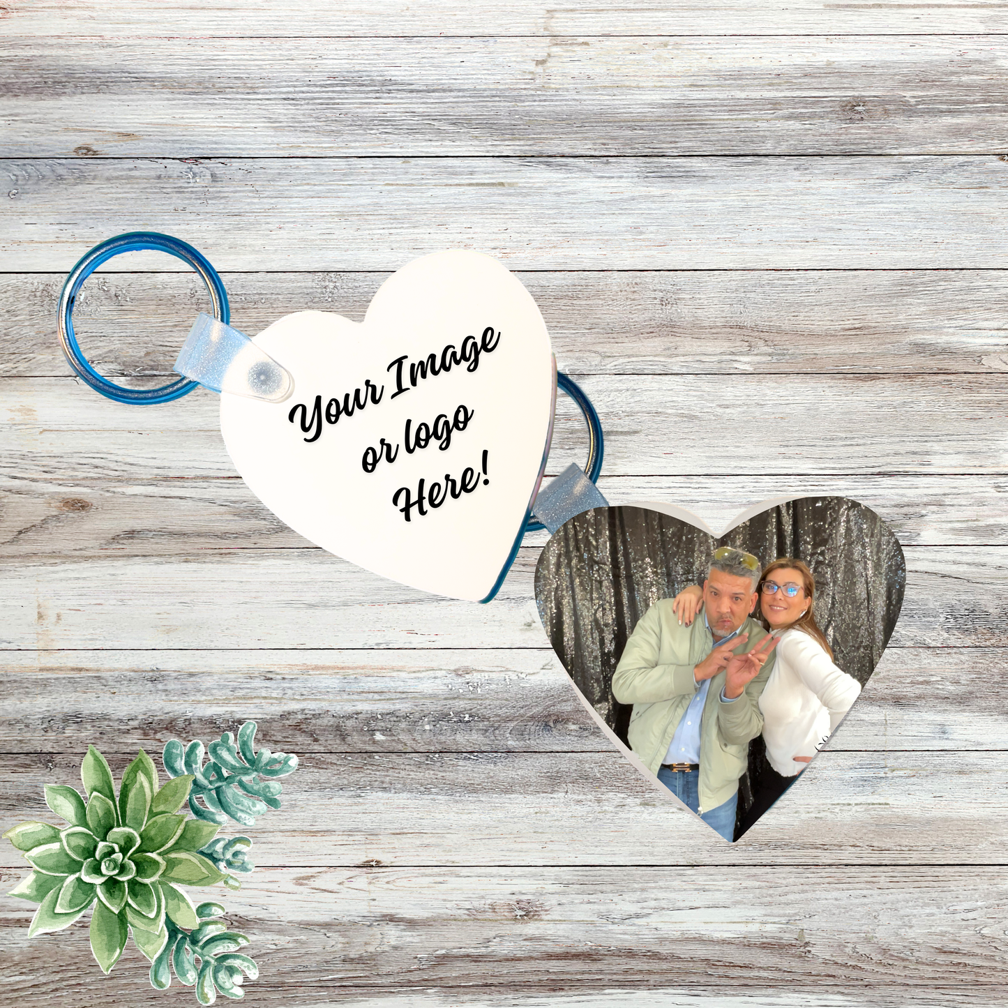 Heart Keychain 2 x 2 Custom image or logo