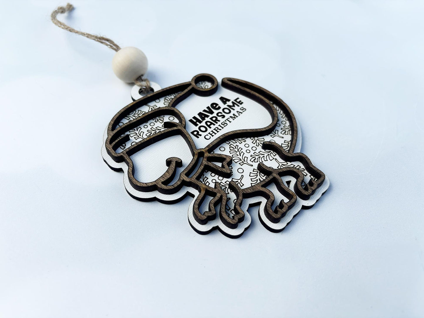 Have a Roarsome Christmas Dinosaur Ornament – Laser Cut Holiday Decoration