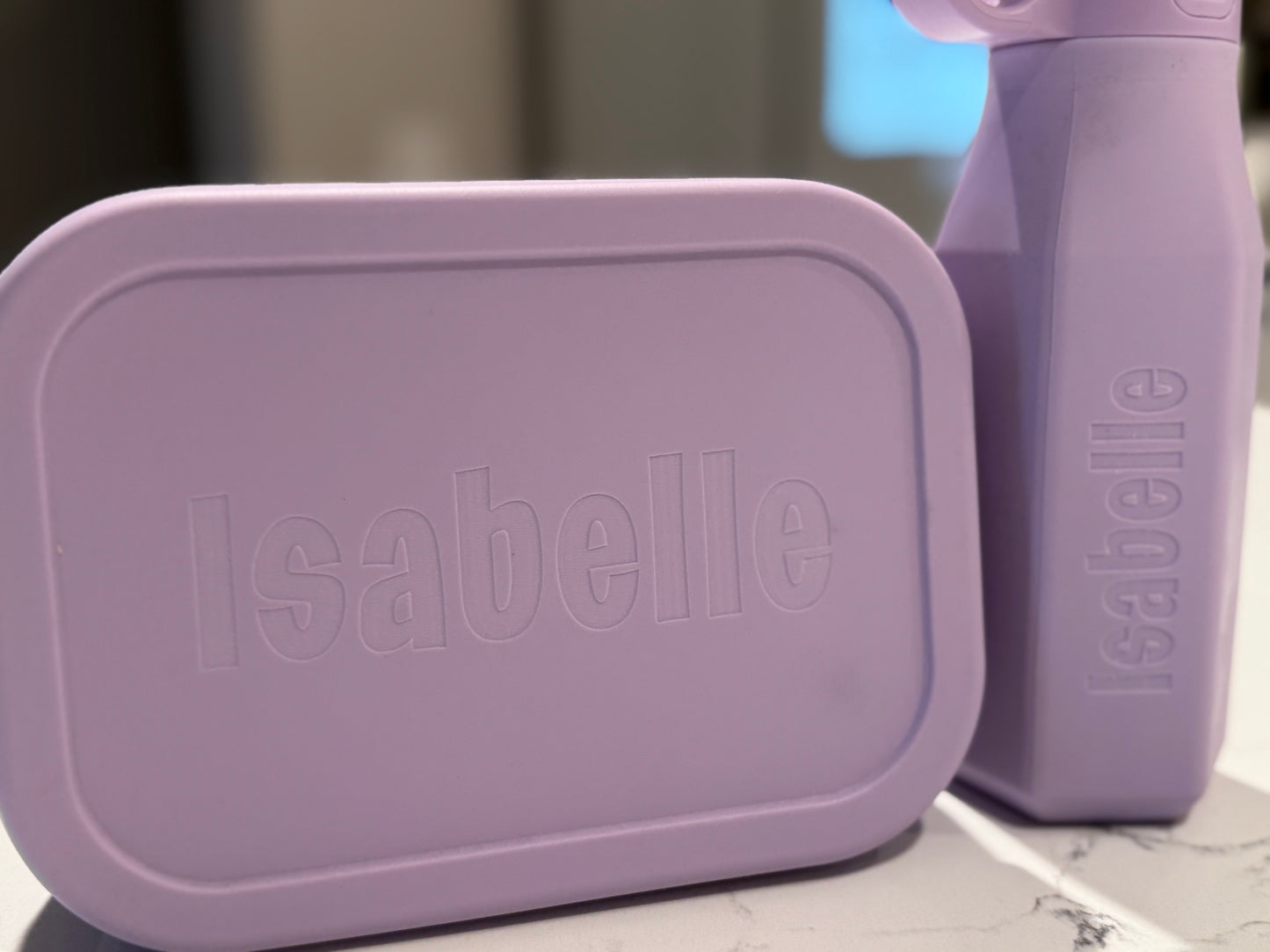 Custom Engraved Silicone Lunch Box & Bottle set for kids, school meal snack set with name, food-grade silicone reusable food container