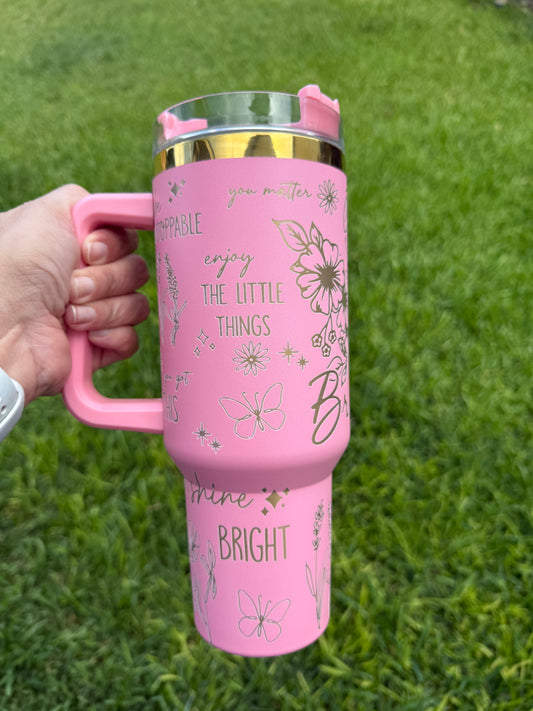Just Breath - Positive vibes 40 oz Quencher Gold Plated Tumbler