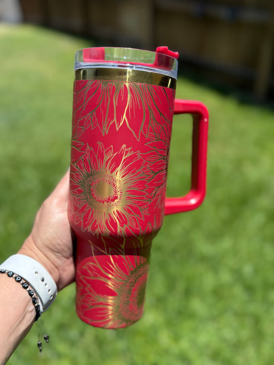 Sunflowers 40 oz Quencher Gold Plated Tumbler