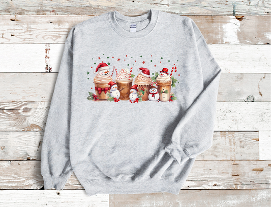 Christmas Snow man candy coffee, Sweatshirt (HTV)