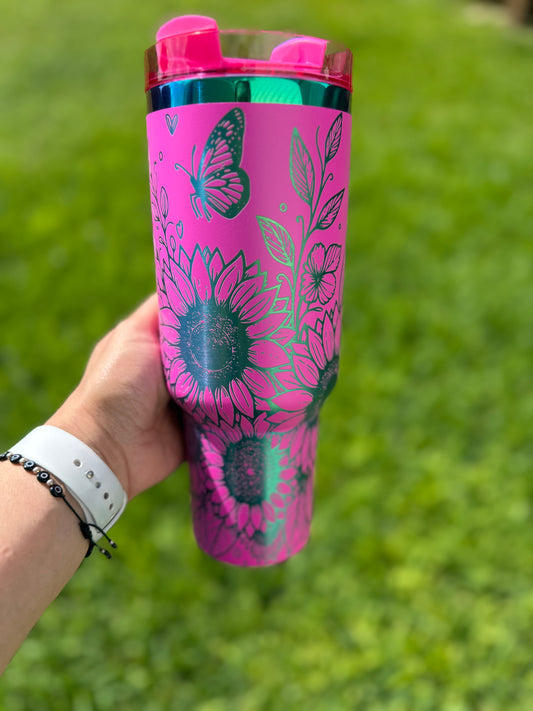 Sunflowers and butterflies 40 oz Tumbler