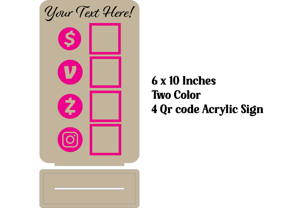 Custom Acrylic QR Code Sign with Detachable Base | Three or four QR Codes