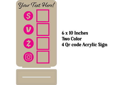 Custom Acrylic QR Code Sign with Detachable Base | Three or four QR Codes