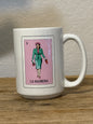 White Loteria El Padrino, la Madrina, mugs, Loteria mugs, 15 oz mugs Set or single