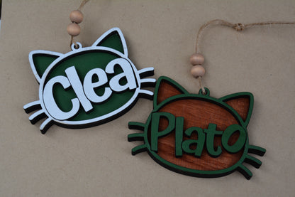 Custom Cat Name Ornament – Personalized Layered Wood Design