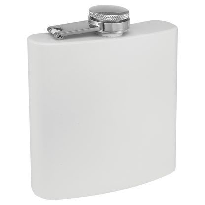 Custom Engraved 6 oz Matte White Stainless Steel Flask | Personalized Laser Engraved Gift | Bridal Party, Groomsmen, Birthday Gift