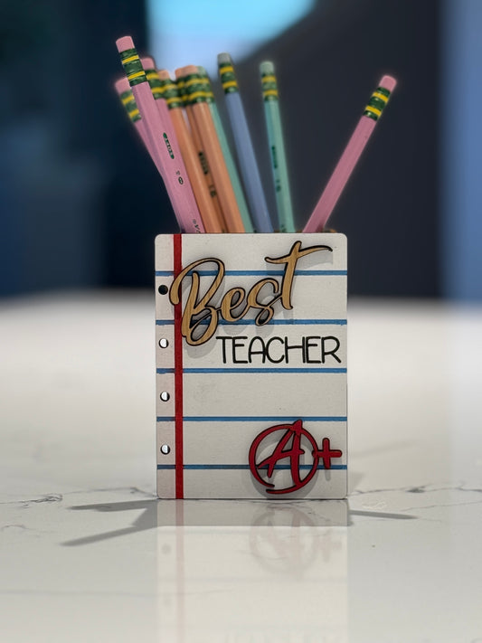 Note Book Best Teacher pencil holder, teacher gift, back to school, pencil holder