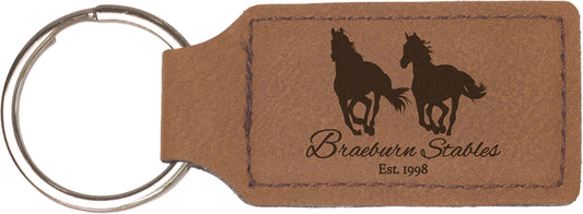 Custom Engraved Leatherette Keychain  Dark Brown Rectangle | Personalized Gift