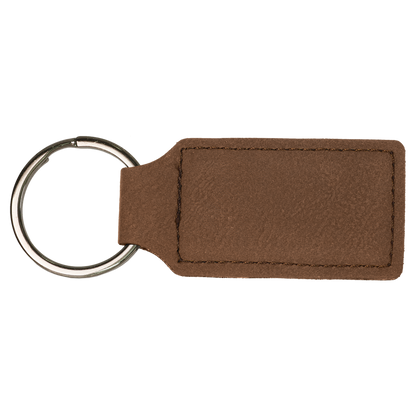 Custom Engraved Leatherette Keychain  Dark Brown Rectangle | Personalized Gift