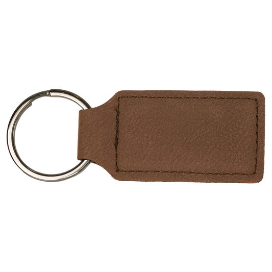 Custom Engraved Leatherette Keychain  Dark Brown Rectangle | Personalized Gift