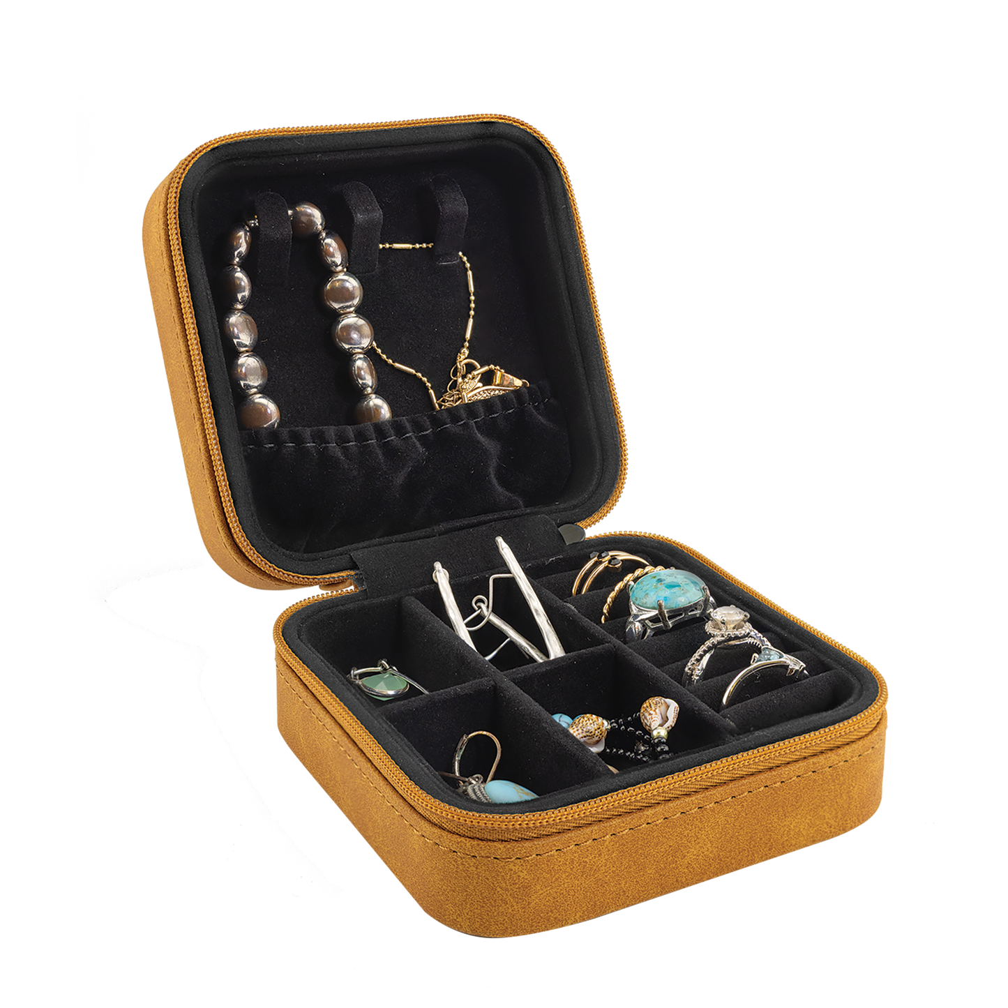 Travel Jewelry Box – Laserable Leatherette | 4" x 4"