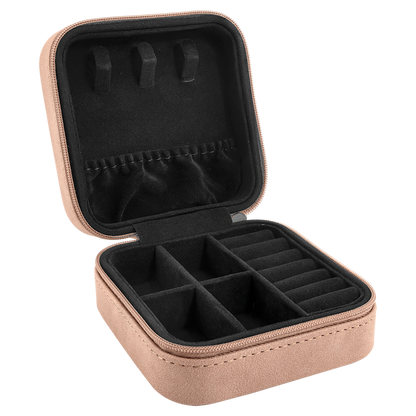 Monogram Engraved Travel Jewelry Box – Laserable Leatherette | 4" x 4"
