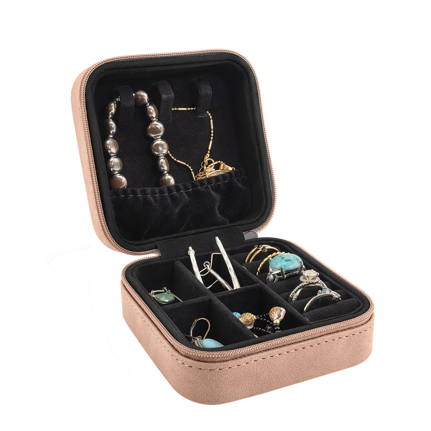 Monogram Engraved Travel Jewelry Box – Laserable Leatherette | 4" x 4"