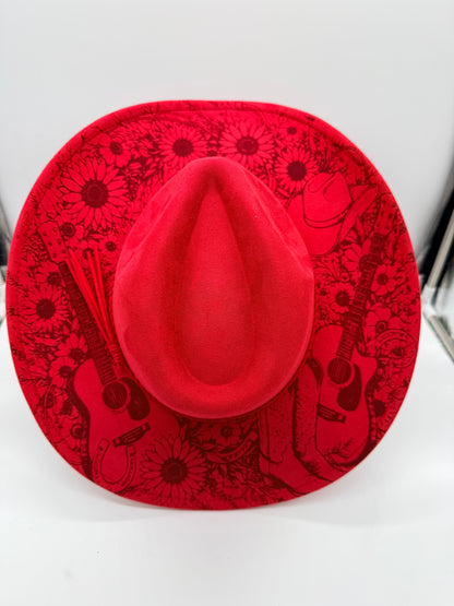Guitars and Flowers Brim Hat