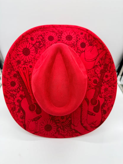 Guitars and Flowers Brim Hat