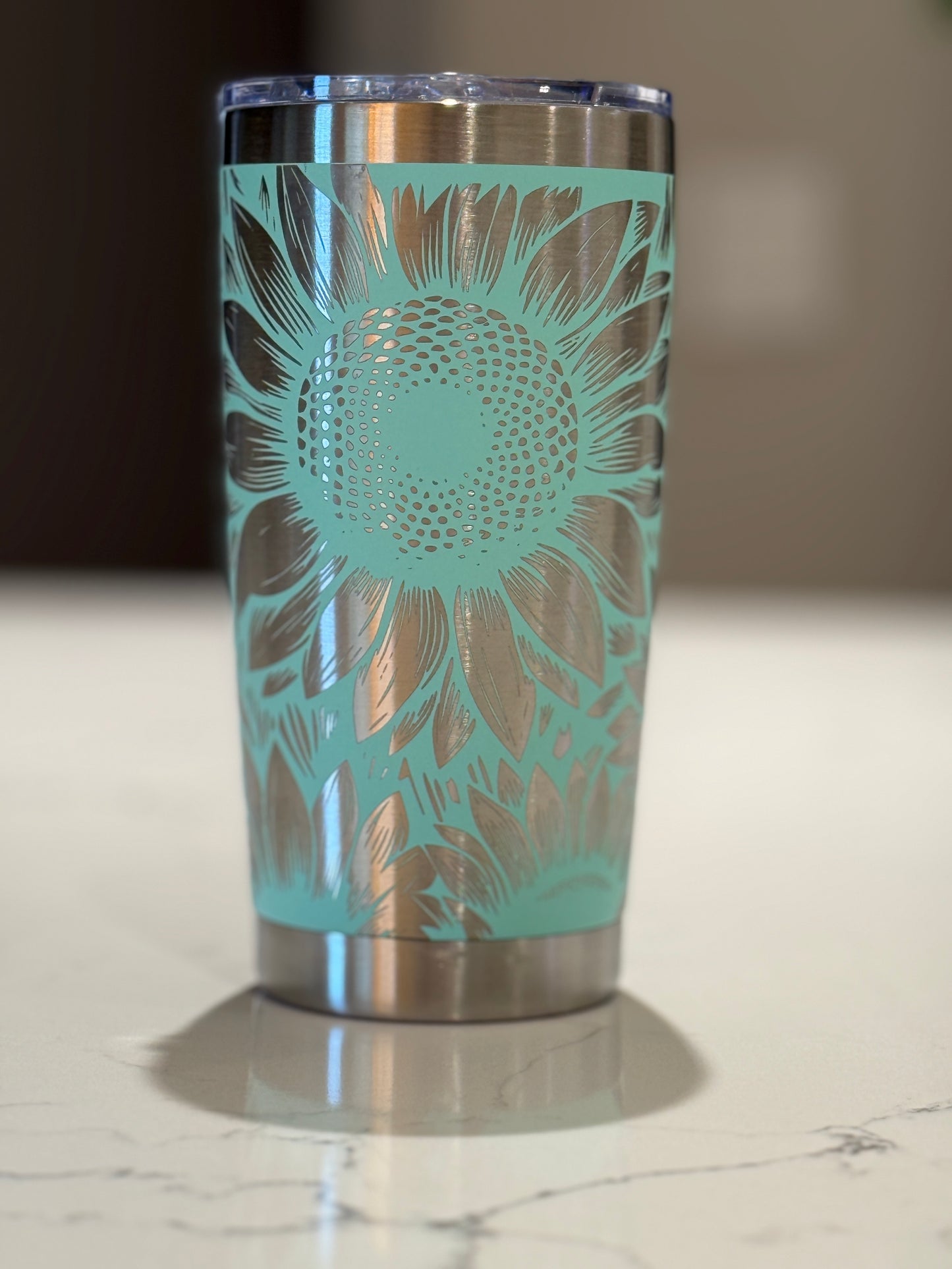 Sunflower seamless engraved 20oz Tumbler, Insulated Steel Laser Engraved Tumbler
