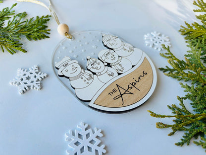 Personalized Family Snowman Ornament – Custom Name Christmas Decoration
