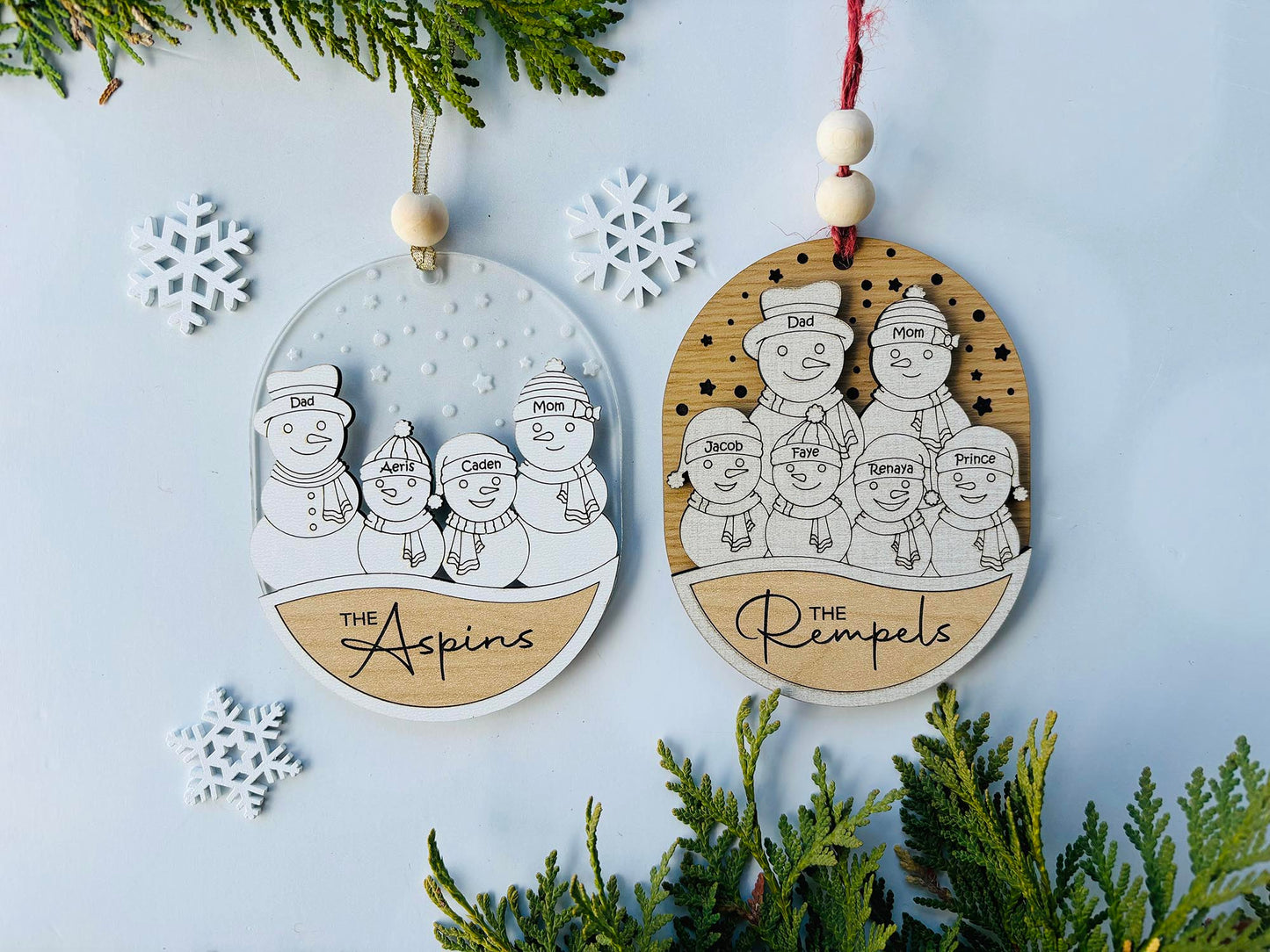 Personalized Family Snowman Ornament – Custom Name Christmas Decoration