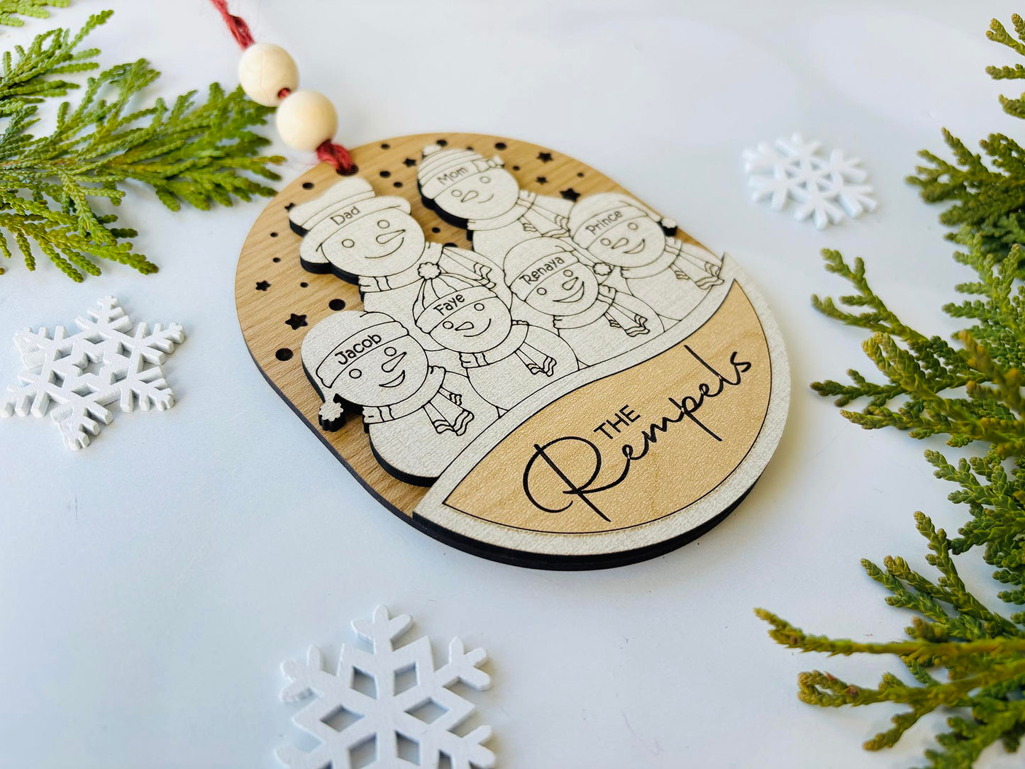Personalized Family Snowman Ornament – Custom Name Christmas Decoration