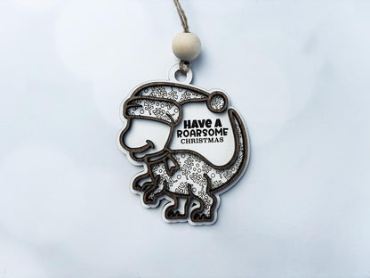 Have a Roarsome Christmas Dinosaur Ornament –  Laser Cut Holiday Decoration