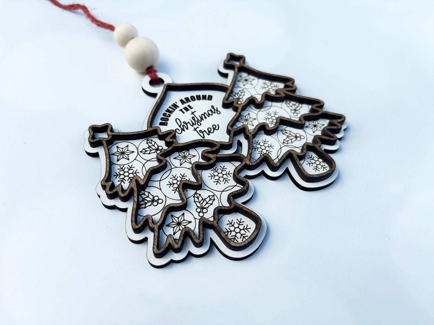Personalized Christmas Tree Ornament 2025 – Family Name or “Rockin’ Around the Tree” Design