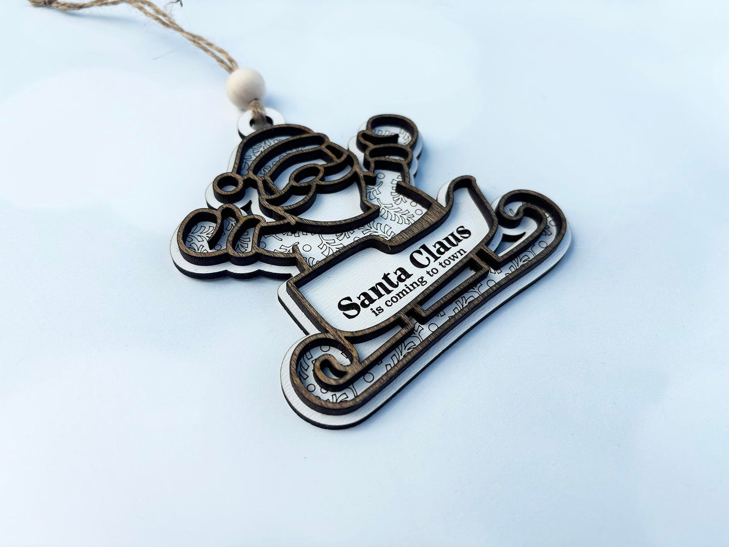 Personalized Ornament 2025 – “Santa Claus Is Coming to Town” or Family Name  | Laser Engraved