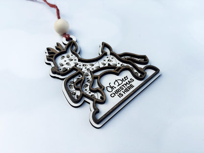 Personalized Reindeer wooden Ornament – “Oh Deer Christmas Is Here” Custom Name Reindeer Head