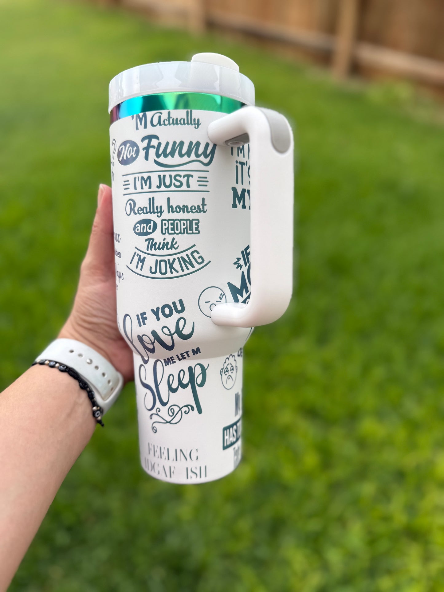 Sarcastic funny tumbler 40 oz Quencher  Rainbow Plated Tumbler