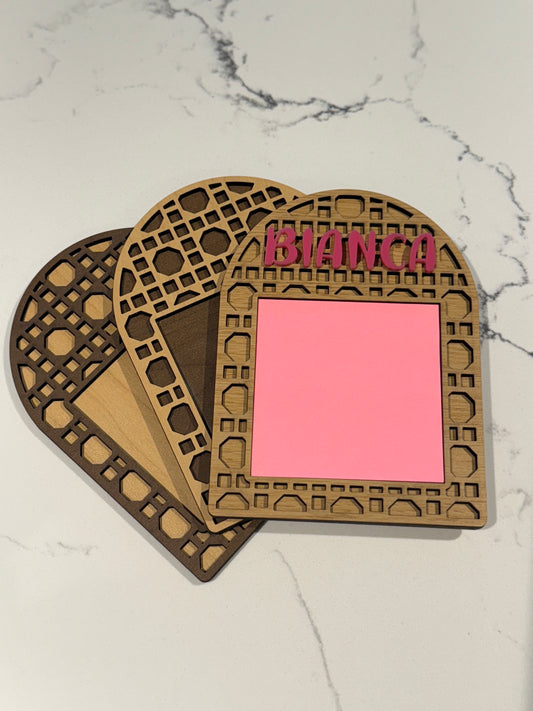 Sticky Note Rattan note pad holder, school, office note pad holder, office gift, teacher gift, note pad holder 3 x 3 note pad