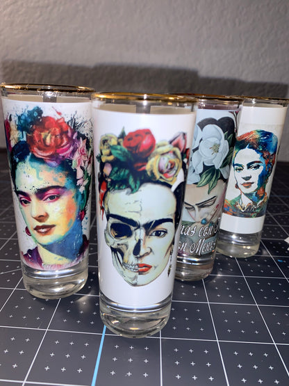 Frida Kahlo shot glasses, shot glass, Frida Kahlo, tequila shot - Set of four shot glasses