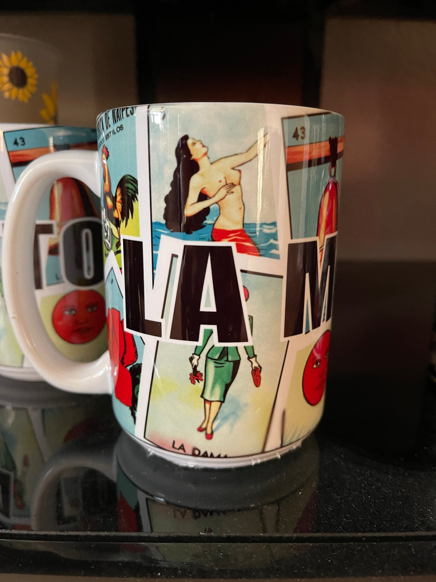 Loteria 15 oz coffee ceramic mug, Loteria coffee mug