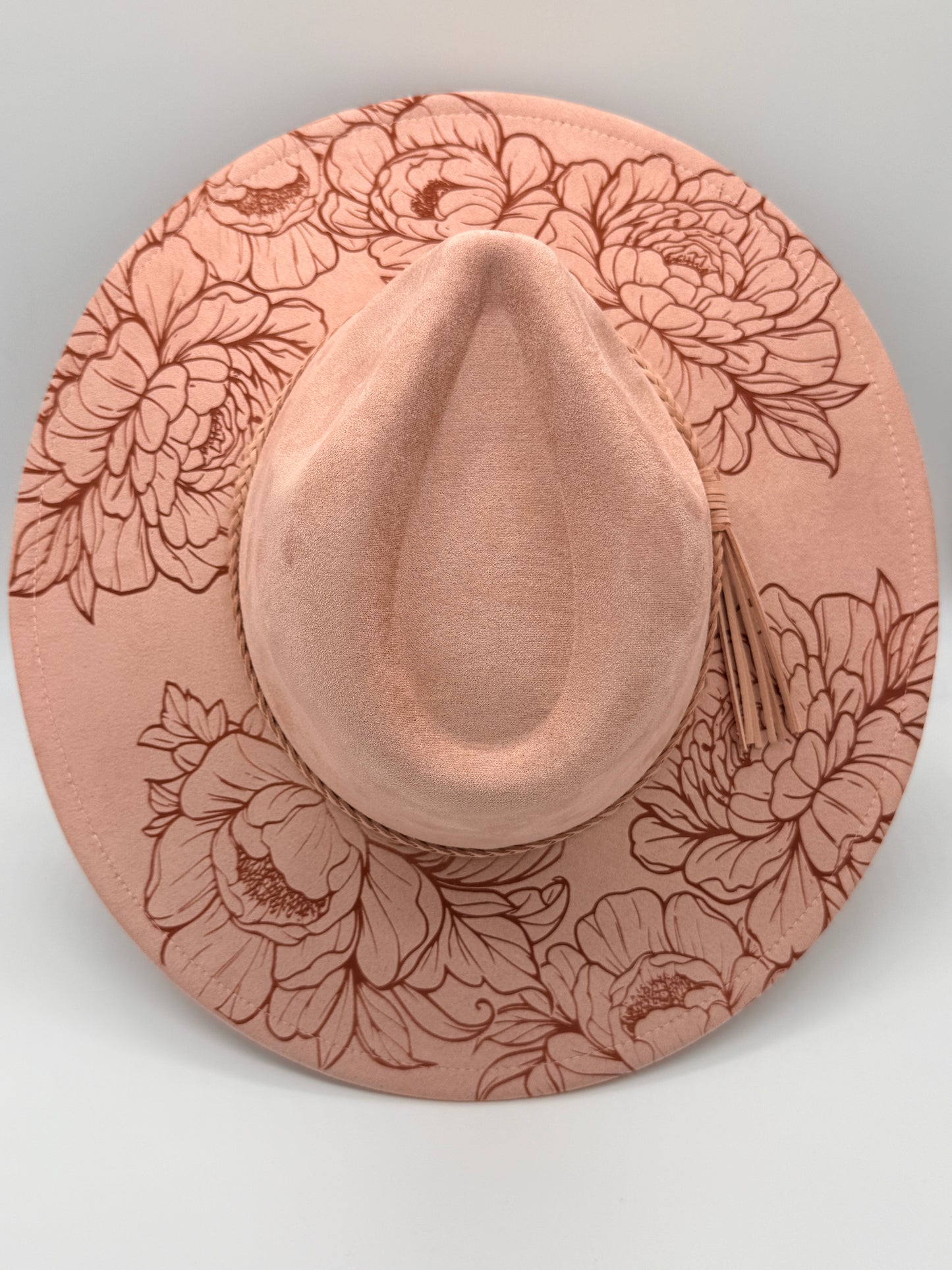 Hydrangea Engraved Wide Brim Hat