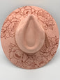 Hydrangea Engraved Wide Brim Hat