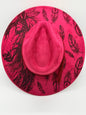 Horse and Feathers Engraved Wide Brim Hat