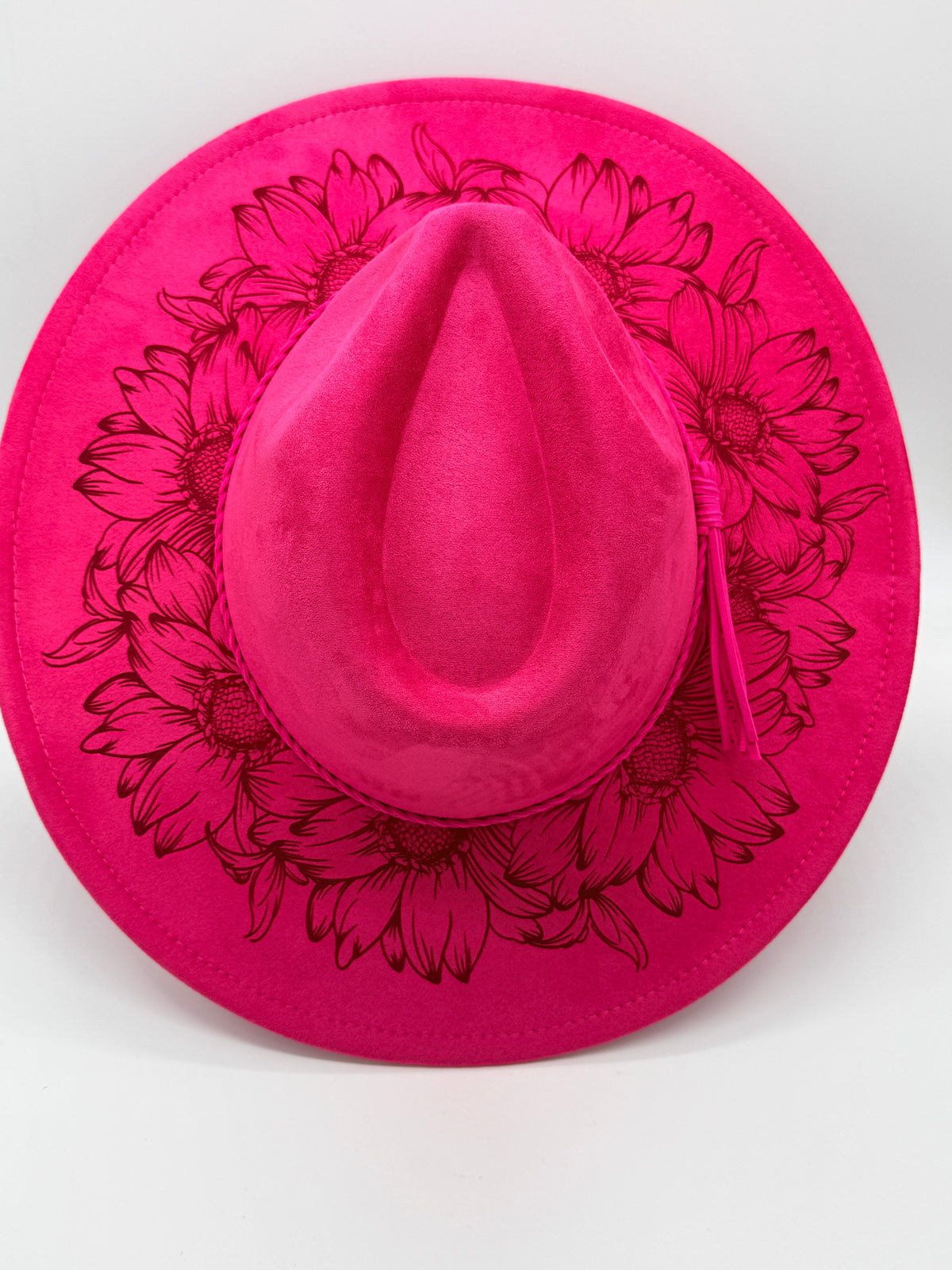Sunflowers Engraved Wide Brim Hat