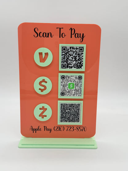 Custom Acrylic QR Code Sign with Detachable Base | Three or four QR Codes
