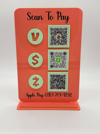Custom Acrylic QR Code Sign with Detachable Base | Three or four QR Codes