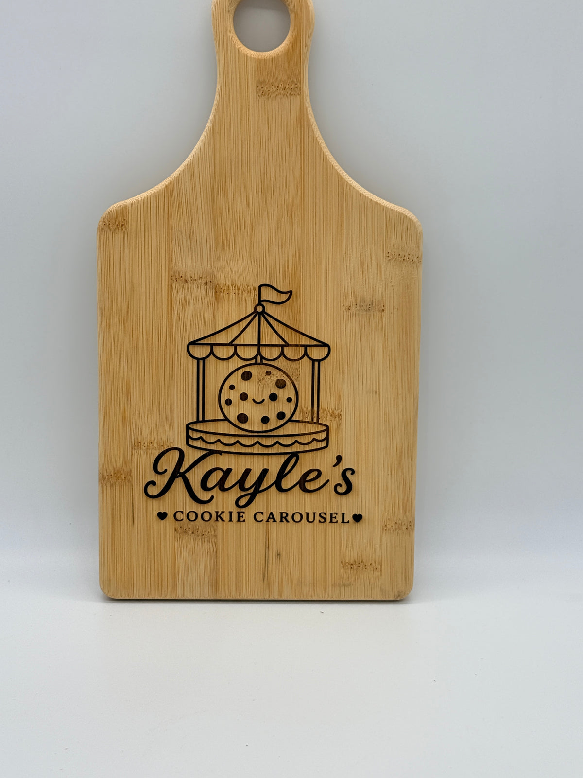 Custom Engraved Bamboo Paddle Cutting Board – 13.5" x 7"