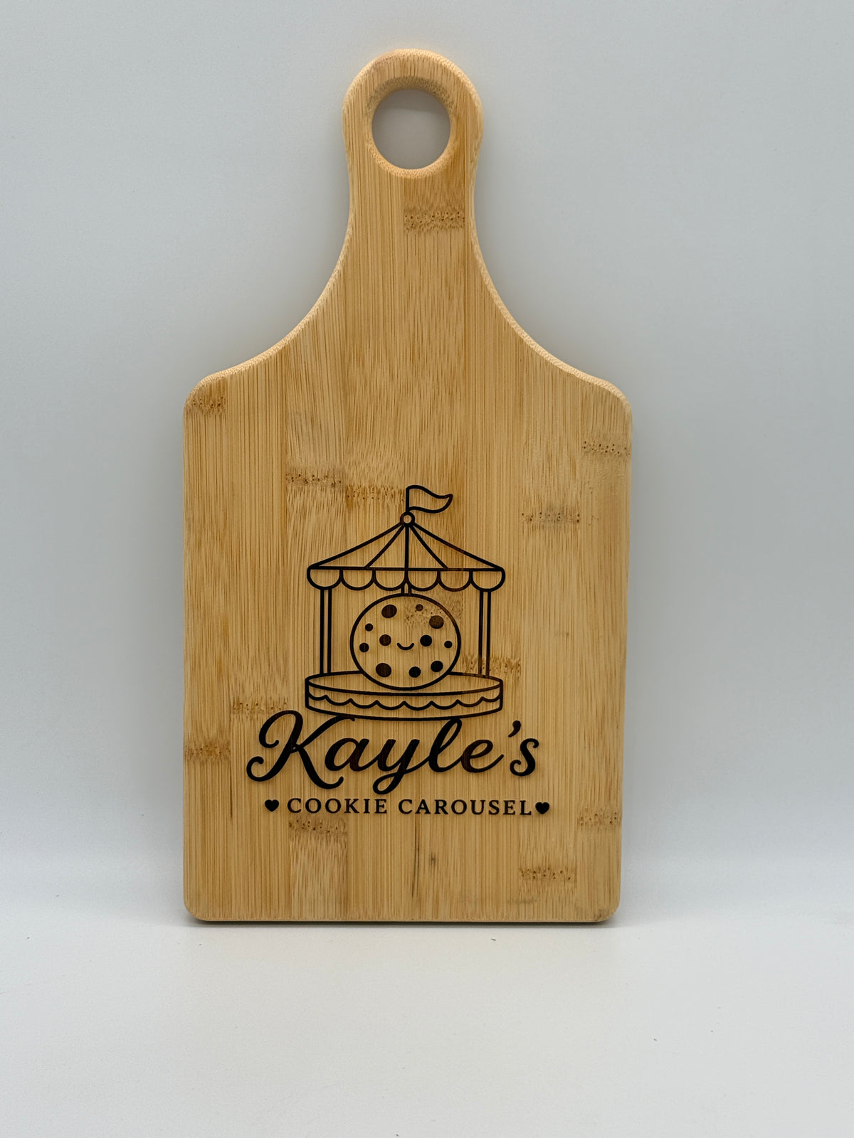 Custom Engraved Bamboo Paddle Cutting Board – 13.5" x 7"