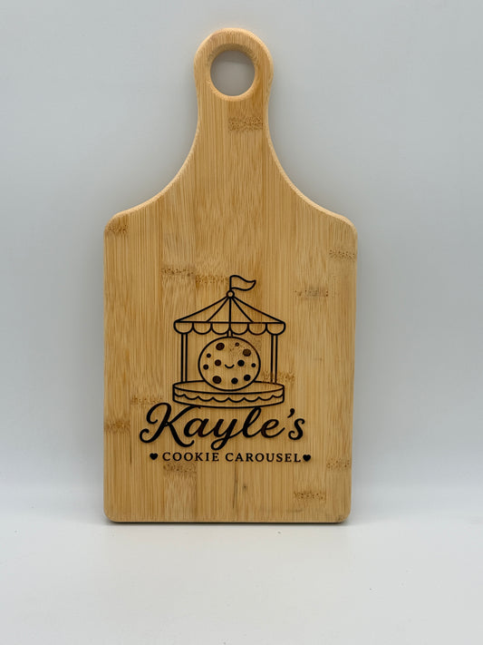 Custom Engraved Bamboo Paddle Cutting Board – 13.5" x 7"
