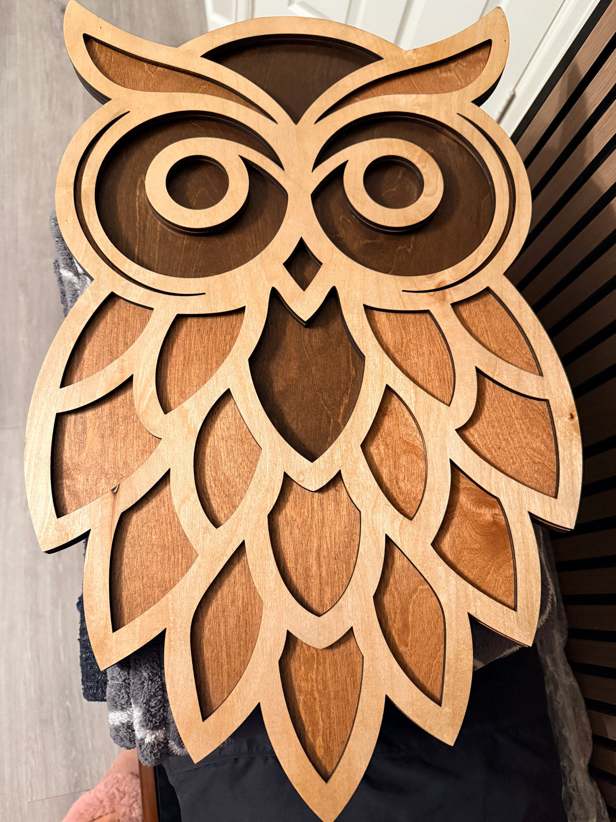 3-Layer Wooden Owl Wall Decor | 27" Layered Birch Wood Owl