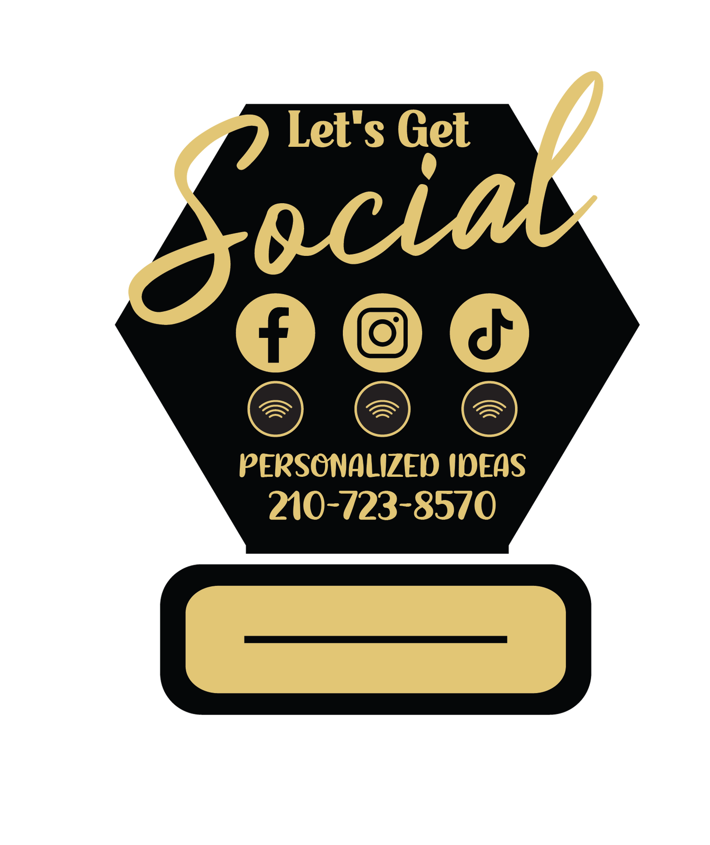 Custom Social Media & Review Sign (8” x 6”) | Acrylic Business Display with Tap or Scan Feature | Flat Base Design