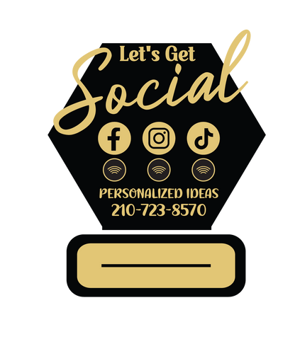 Custom Social Media & Review Sign (8” x 6”) | Acrylic Business Display with Tap or Scan Feature | Flat Base Design