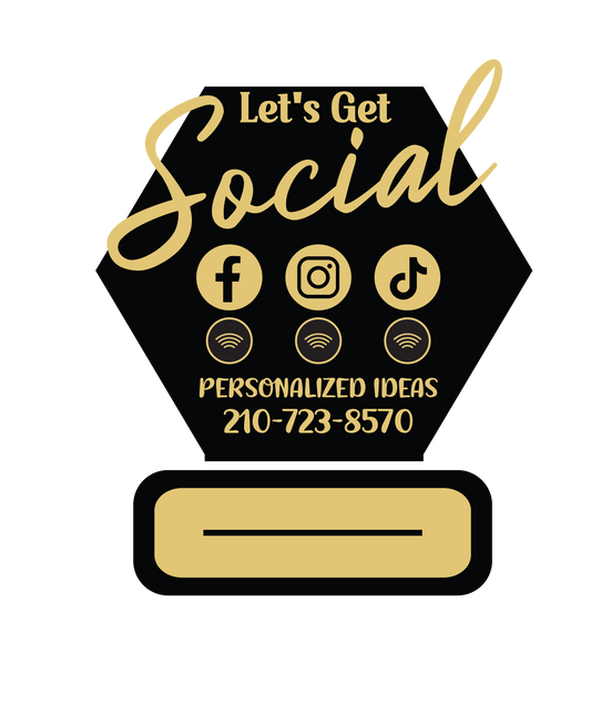 Custom Social Media & Review Sign (8” x 6”) | Acrylic Business Display with Tap or Scan Feature | Flat Base Design