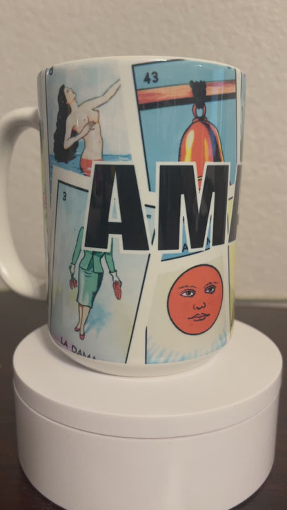 Loteria 15 oz coffee ceramic mug, Loteria coffee mug