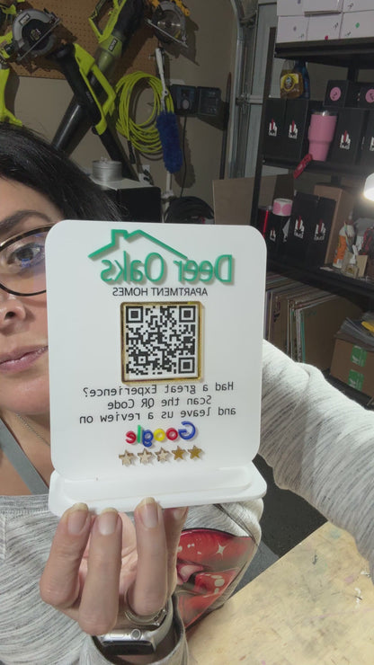 Leave us a review: Personalized Review Sign, Request for Review QR Code Sign,Two available sizes
