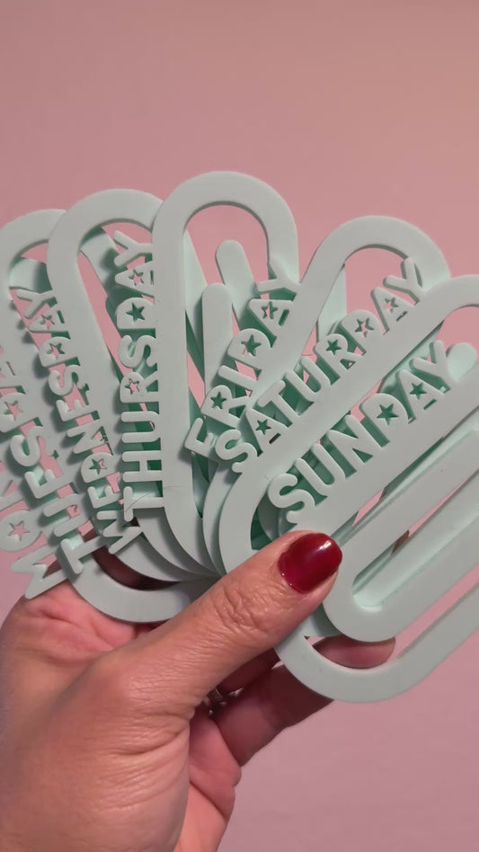 Days of the Week Jumbo Paper Clip Set (Set of 7)
