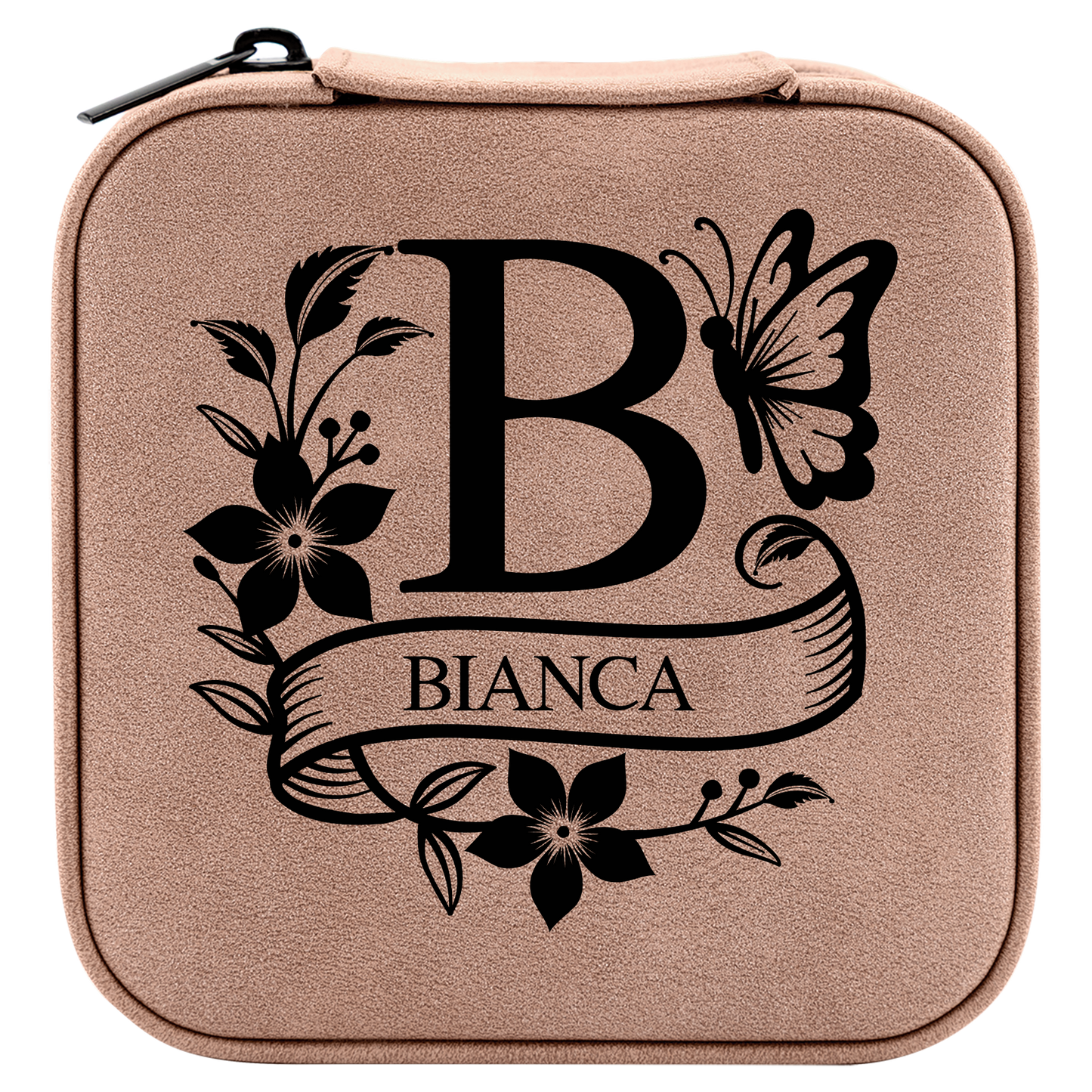 Monogram Engraved Travel Jewelry Box – Laserable Leatherette | 4" x 4"